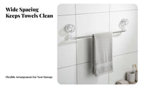 Drillno-Drill Installation Extendable Suction Bar Multi-Functional Towel Holder Heavy Duty Bathroom Fixture Rotatable for Renters, Homeowners, Families, Washroom, Corner Space, Kitchen