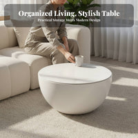 2 Pieces Minimalist Design Round Nesting Coffee Table Set Modern Design Round Nesting Tables Small Space Friendly Living Room Furniture With Storage for Apartment Dwellers, Interior Designers, Homeowners, Office Lounge, Bedroom, Hotel Lobby, Beauty Salon