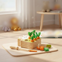 Hand-Eye Coordination Wooden Carrot Toy Set Early Learning Carrot Pulling Game Chew Safe Child-Centered Pull Toy Educational for Toddlers, Babies, Infants, Home