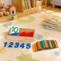 Math Toy Wooden Material for Children 3-6 Years, Number Learning Toy with Counting Sticks, Educational Wooden Toy for Learning to Calculate