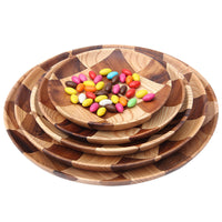 Round Wooden Serving Tray for Fruits, Cakes, and Snacks