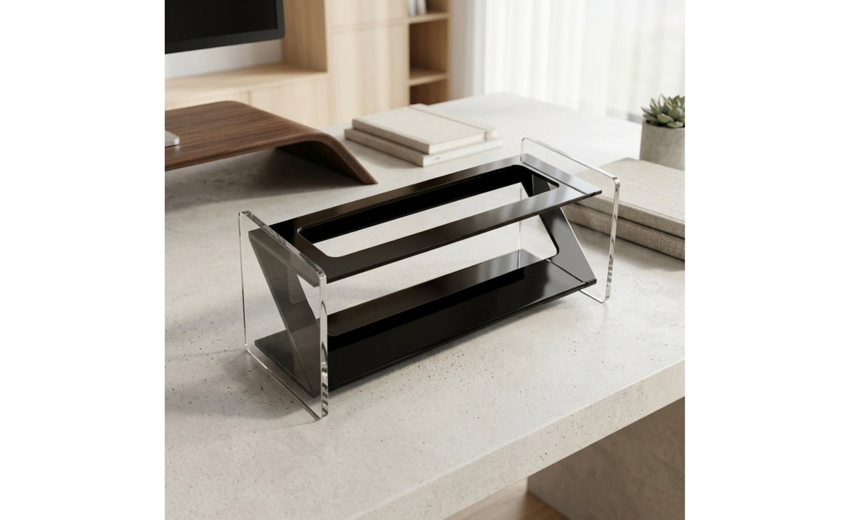 Transparent Controller Control Holder Clear Controller Control Holder with Compartments Slanted Desktop Organizer Open-Top for Coffee Table, Office