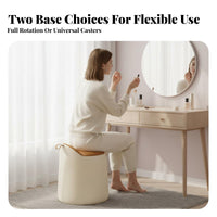 Minimalist Design rotate Makeup Chair Round Shape Vanity Stool Soft Upholstered Top Household Furniture Luxurious stylish for Women, &young women, Adults, Bedroom, dressing area, Closet