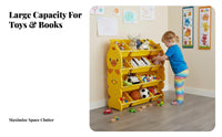 Child-Friendly Design Duck Toy Storage Rack Space-Saving Child S Storage Cabinet with Bins Large Capacity Multi-Bin Toy Organizer Sturdy Construction for Toddlers, Parents, Nursery, Kindergarten, Daycare, Living Room
