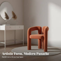 Modern Minimalist & aesthetic Upholstered Makeup Seat Elegant golden-Finish Legs Vanity Stool Ergonomic Curved rear characteristic Chair luxuriously soft padding for Women, Bedroom, dressing area, professional glamour studio, perusing Corner