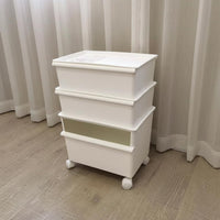 With casters Rolling Organizer container Stackable Design Storage Container Includes Lid adaptable Use for Students, home dwellers, activity area, Bedroom, Study Room, Closet