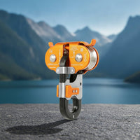 Compact Double-Pulley Trolley Automatic-Locking Aerial Traverse Line Pulley Trolley Aluminum Alloy High Strength for Climbers, Climbing