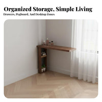 Space-Saving Retractable Vanity and Cabinet Combo Multi-Functional Extendable Vanity Set Modern Design Dressing Table Reversible Setup for Apartment Dwellers, Makeup Enthusiasts, Students, Small Areas, Corner, Dorm Room
