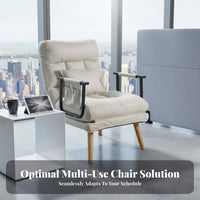 Foldable Design Convertible Lounger Bed Double-Use 3-in-1 Sleeper Chair Adjustable Backrest Recliner Space Saving for Office Workers, Students, Apartment Dwellers, Bedroom, Living Room, Small Areas, Balcony