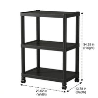 Black Shelving Unit for Kitchen, Modern Freestanding Pantry Shelving Unit with Wheels, Adjustable Storage Shelves
