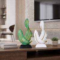 Feather Sculpture with Base Glam Feather Figurine Minimalist for Entryway