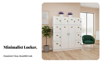 Lockable Doors Wooden Multi-Door Locker High Capacity Commercial Changing Cabinet Multi-Door Storage Locker Water-Resistant for Employees, Salon, Gym, Spa, Dormitory