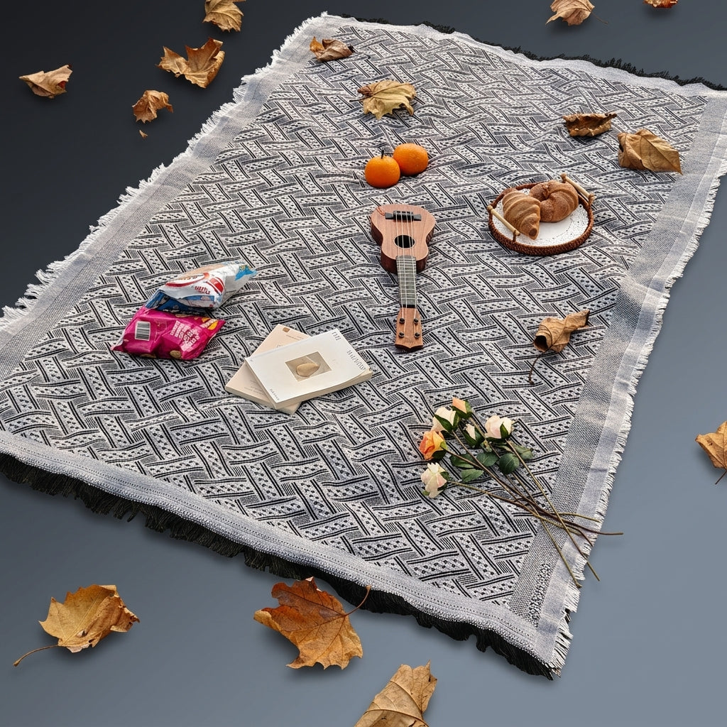 Picnic Blanket and Garden Rug for Outdoor Activities, Extra Large 180x380cm Waterproof Polyester Blend, Plaid Beach Mat and Camping Rug