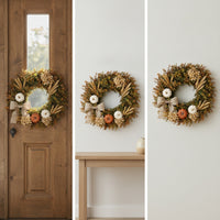 Wreath with Burlap Bow Rustic Harvest Wreath Farmhouse for Entryway, Mantel