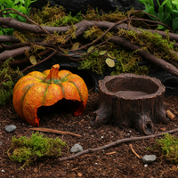 Reptile Hideout House Decoration for Corn Snakes Geckos Lizards, Resin Pumpkin/Tree Stump Design