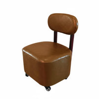 Easy to Move Upholstered Caster Seat with Backrest Quiet Wheels Sleek Design Padded Stool with Backrest 360° Swivel Mobile Seating Ergonomic Design for Children, Homeowners, Living Room, Bedroom, Playroom, Library