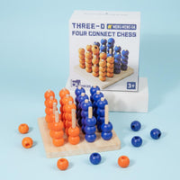 Row Four Game Strategy Wooden Board Game with Beads for Adults, Classroom