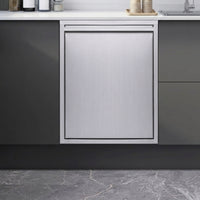 Brushed Stainless Steel Wall-Mounted Trash Can Cabinet Concealed Tilt-out Trash Cabinet Flush-Mount Recessed Waste Receptacle Modern for Renovators, Homeowners
