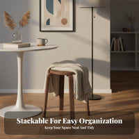 Nordic Design Round Stacking Stool Space-Saving Stackable Wooden Stool Minimalist Design Backless Seat Sturdy Construction for Students, Homeowners, Dorm Residents, Dining Room, Entryway, Small Apartments, Kitchen