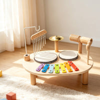 Musical Activity Table Multifunction Toy Drum Set with Xylophone Comprehensive Music Center with Mallets for Young Children, Kids, Playroom
