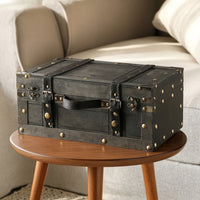 Storage Trunk with Handle Farmhouse Storage Trunk Retro Wooden Chest for Photographers, Home Decor, Photography Prop