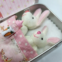 Easter Bunny Tin Box Toy Gift Boxed Cuddly Bunny Doll in a Box Portable Design Miniature Bunny Doll for Children, Collectors, Playroom, Nursery
