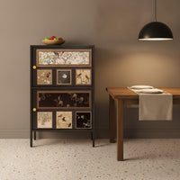 Tall Freestanding Cabinet Modern-Retro Storage Cabinet Vintage-Evocative Cupboard for Living Room