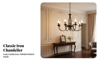 Simple Design Wrought Iron Chandelier Easy Installation Candle Design Chandelier Adjustable Height American Design Hanging Light Lamp Resistant for Business Owners, Homeowners, Interior Designers, Dining Room, Restaurant, Bedroom, Coffee Shop