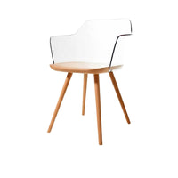 Nordic aesthetic Wood Frame Clear Chair Transparent Design Dining Seat With Armrests Household Furniture Designer Inspired for Interior Designers, Restaurant Owners, Kitchen, Living Room, Home Office, Special Events