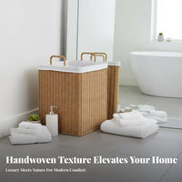 Stylish Design Square Woven-Design Bin Sturdy Tall Woven Container Easy to Clean Laundry Hamper Large Capacity for Hotel Managers, Apartment Dwellers, Bathroom, Bedroom, Dorm Room, Nursery
