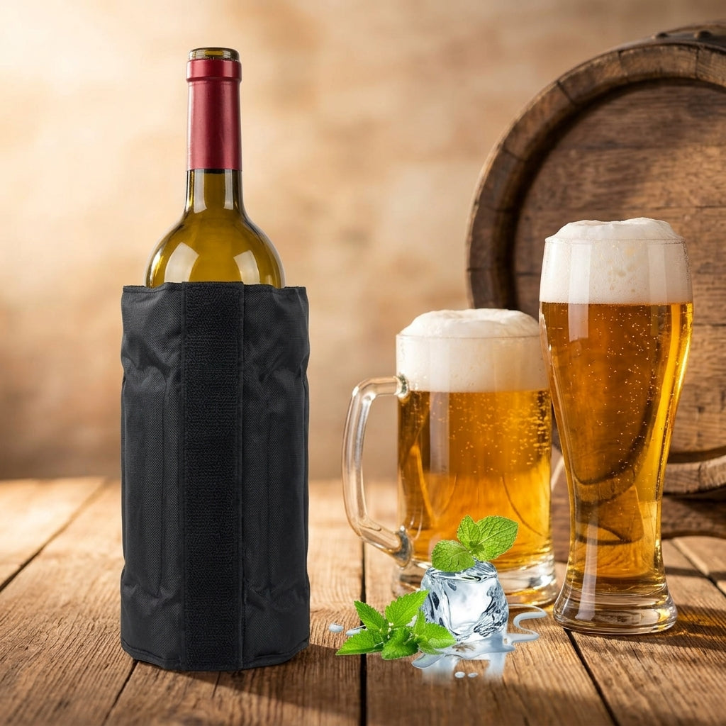 Cooling Gel Bottle Chiller with Fast Cooling Gel Insulation, Reusable Sleeve Fits 750ml, Minimalist Cooling Insulator for Picnics and Travel