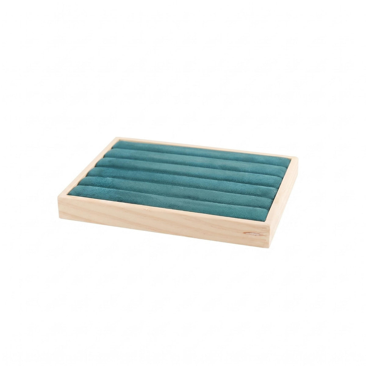 Grooved Jewelry Tray Wood-Look Jewelry Display Tray Accessory Storage Padded Shallow
