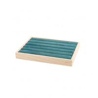 Grooved Jewelry Tray Wood-Look Jewelry Display Tray Accessory Storage Padded Shallow