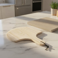 Natural Wood Pizza Stone with Peel Even Heating Rectangular Pizza Stone Heat-Resistant Cookware Large for Oven