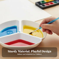 Compartment Design 3-Well Blending Dish Easy to Clean Multiple-Section Paint Holder Long-Lasting Art Supply Reusable for Students, Artists, Classroom, Home