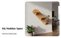 Solid Wood Wall-Mounted Cat Climbing Frame Space-Saving Wooden Cat Wall Furniture Multi-Level Design Kitty Climbing System Easy to Install for Apartment Dwellers, Pet Lovers, Apartments, Indoors, Living Room, Bedroom