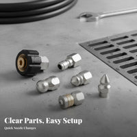 5 Pieces Clog Clearing High Pressure Drain Jetter Nozzle Quick Connect High Pressure Drain Jetter Nozzle Kit Heavy Duty for DIY Enthusiasts