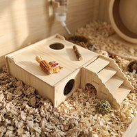 4 Chamber Hamster House with Removable Roof Hamster Hide, Multi-Layer Board Hideaway for Small Animals, Tool Assembly Indoor Shelter