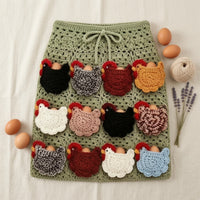 Crocheted Egg Collecting Apron with Pockets Rustic Crochet Egg Apron Multi-Pocket Textured for Gardeners