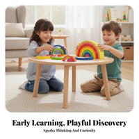 Wooden Rainbow Stacker Smooth Finish Wooden Rainbow Arch Stacking Toy Educational Stacking Arches Open-Ended Play