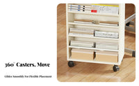 360° Rotating Wheels Movable Book Rack Versatile Use Multi-Tier Wheeled Bookshelf Easy to Reach Rolling Organizer Slim Profile for Students, Teachers, Office Workers, Classroom, Dorm Room, Home, Nursery