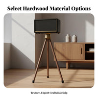 Anti-Vibration Wooden Speaker Stand Shock Absorption Solid Wood Speaker Holder Non-Marking Rubber Feet Audio Accessory Heavy Duty for Audiophiles, Home Studio, Living Room, Bedroom