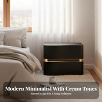 Creamy design Rounded 2-Drawer End Table Minimalist Design Nightstand Ample Storage Bedside Cabinet Easy Assembly for Interior Designers, Apartment Dwellers, Homeowners, Guest Room, Hallway, shutice