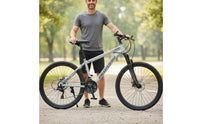 Mechanical Disc Brakes Mountain Bike All-Terrain Tires Rough-Terrain-Road Bike High-Carbon Steel Frame Sports Equipment Ergonomic Saddle for Outdoor