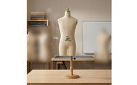 Linen-Like Tabletop Dress Form Split-Leg Female Dress Form Mannequin Size Markings Draping Mannequin Wooden Base for Fashion Designers, Dressmakers, Tailors, Design Workshop, Sewing Studio