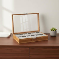 Bamboo Watch Collection Box Clear View Lid Wooden Watch Box Individual Organizer Debris-Resistant Removable Pillows for Men