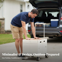 Telescoping Handle Collapsible Box Trolley Lightweight Foldable Vehicle with Table Lid All-Terrain Wheels Utility Wagon Heavy-Duty for Street Vendors, Homeowners, Camping, Outdoor, Picnic, Shopping