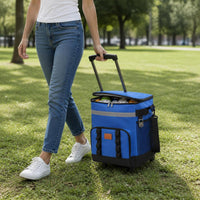35L Portable Insulated Cooler Bag with Wheels for Outdoor Picnics and Food Delivery