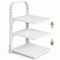 Kitchen Cupboard Organiser Pot Rack, 3 Layer Space Saving Organiser, Adjustable Carbon Steel for Saucepans, Pots & Pans