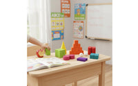 32 Pieces Shape Recognition 3D Solid Geometry Blocks Polished Edges Wooden Geometric Shapes Set Wear-Resistant Child-Centered Geometry Solids for Children, Preschoolers, Toddlers, Classroom, Homeschooling